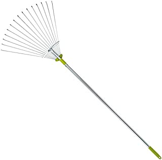 63 Inch Adjustable Garden Leaf Rake - Expanding Metal Rake - Adjustable Folding Head from 7 Inch to 22 Inch. Ideal Camp Rake