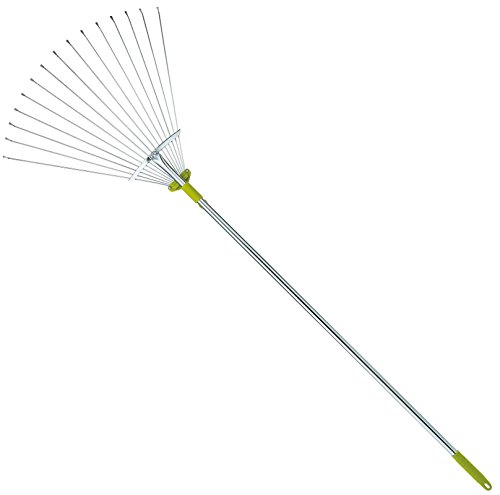 63 Inch Adjustable Garden Leaf Rake - Expanding Metal Rake - Adjustable Folding Head from 7 Inch to 22 Inch. Ideal Camp Rake