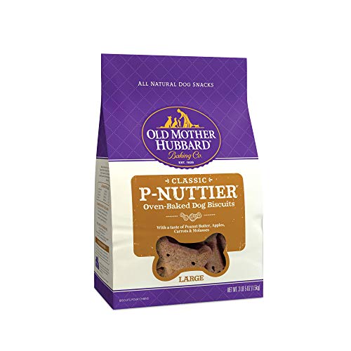 Old Mother Hubbard Classic Crunchy Natural Dog Treats, P-Nuttier Large Biscuits, 3Lbs 5Oz Bag