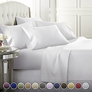 Danjor Linens 6 Piece Hotel Luxury Soft 1800 Series Premium Bed Sheets Set, Deep Pockets, Hypoallergenic, Wrinkle & Fade Resistant Bedding Set(King, White)