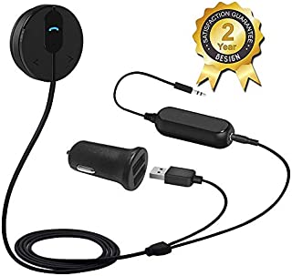 Besign BK01 Bluetooth 4.1 Car Kit Hands-Free Wireless Talking & Music Streaming Receiver with Dual Port USB Car Charger and Ground Loop Noise Isolator for Car with 3.5mm AUX Input Port