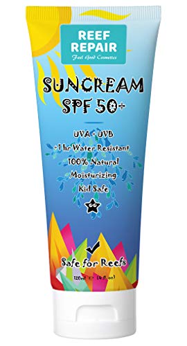 Reef Safe Sunscreen SPF 50+ All Natural, Water Resistant, Moisturizing, Biodegradable, Broad Spectrum UVA/UVB Ocean Friendly Mineral Sunblock from Reef Repair 4 fl. Oz
