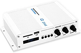 Pyle Home Marine Car Amplifier - 2-Channel Bridgeable Compact 200 Watt RMS 4 OHM Full Range Monoblock Stereo & Waterproof - Wireless Bluetooth Receiver Audio Speaker w/ LCD Digital Screen (PFMRA350BW)