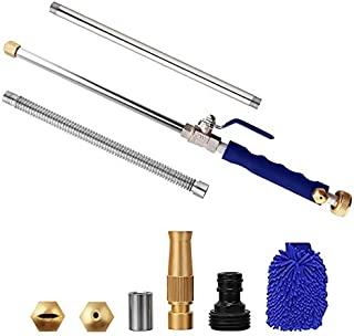 Yiliaw Extendable Hydro Jet Washer High Pressure Power Washer 38'' Wand Water Hose with Nozzle Auto Watering Sprayer Flexible Garden Watering Sprayer for Gutter Patio Car Pet Window Cleaning Tool Blue