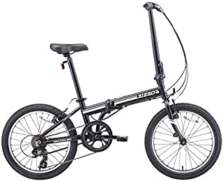 EuroMini ZiZZO 2019 Campo 28lb Lightweight Aluminum Frame Shimano 7-Speed Folding Bike 20-Inch (Matte Black)