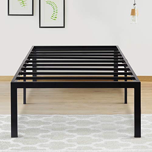 Olee Sleep 18 Inch Tall Heavy Duty Steel Slat/ Anti-slip Support/ Easy Assembly/ Mattress Foundation/ Maximum Storage/ Noise Free/ No Box Spring Needed, Black