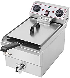 Deep Fryers, 8.5QT Fry Max Large Capacity Single Tank Deep Fryer Stainless Steel Faucet 60-Minute Timers Oil Filtration Electric Deep Fryer with Large Handle and Lid Cover for Commercial Use and Home