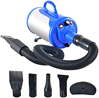 SHELANDY 3.2HP Stepless Adjustable Speed Pet Hair Force Dryer Dog Grooming Blower with Heater(Blue)