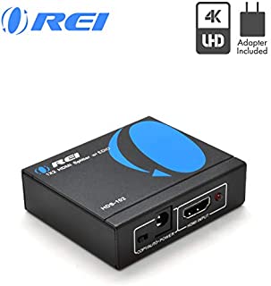 4K HDMI Splitter 1 in 2 Out by OREI - Ultra HD @ 30 Hz 1x2 Ver. 1.4 HDCP, Power HDMI Supports 3D Full HD 1080P for Xbox, PS4 PS3 Fire Stick Blu Ray Apple TV HDTV - Adapter Included