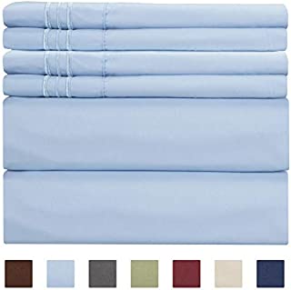 Queen Size Sheet Set - 6 Piece Set - Hotel Luxury Bed Sheets - Extra Soft - Deep Pockets - Easy Fit - Breathable & Cooling Sheets - Comfy - Light Blue Bed Sheets - Baby Blue - Queens Sheets - 6 PC