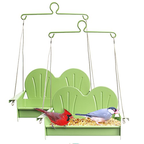 Hiatt (2 Pack Patio Swing Set Hanging Bird Feeder Metal Outdoor Décor Balcony Garden Yard Decoration Patio Set