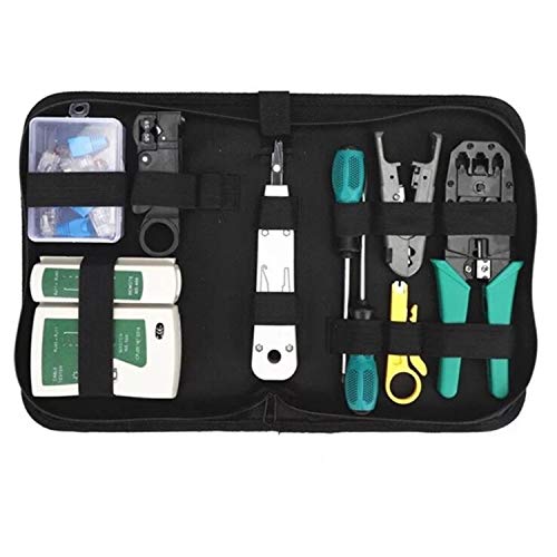 Gaobige Network Cable Repair Maintenance Tool Kit Set 11 in 1 Portable Phone Cable Crimper 8P8C 4P4C 6P6C Connectors RJ45 RJ11 Cat5 Cat6 Cable Tester