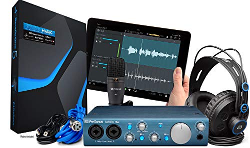 Presonus AudioBox iTwo USB 2.0 Recording Bundle with Interface, Headphones, Microphone and Studio One software, PC/Mac/iOS-2 Mic Pres