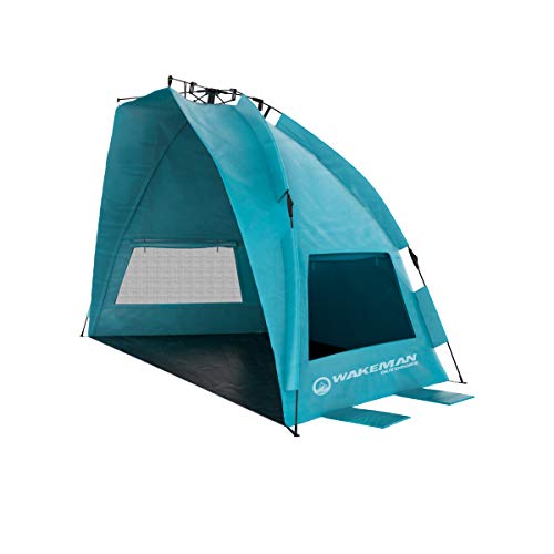 Pop Up Beach Tent- Instant Sun Shelter & Shade with UV Protection, Water & Wind Resistant, Easy Set Up & Carry Bag by Wakeman Outdoors (Turquoise)