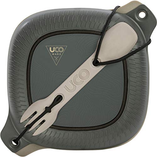 UCO 4-Piece Camping Mess Kit with Bowl, Plate and 3-in-1 Spork Utensil Set, Venture