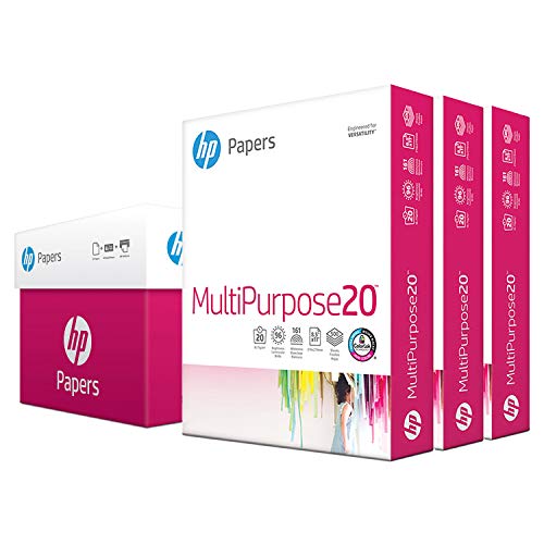 HP Paper Printer 8.5x11 MultiPurpose 20 lb 3 Ream Case 1500 Sheets 96 Bright Made in USA FSC Certified Copy Paper HP Compatible 112300C