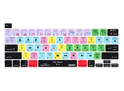 XSKN Final Cut Pro X 10 Silicone Shortcuts Keyboard Cover Skin for Touch Bar Models New MacBook Pro 16 inch A2141 US Version Keyboard