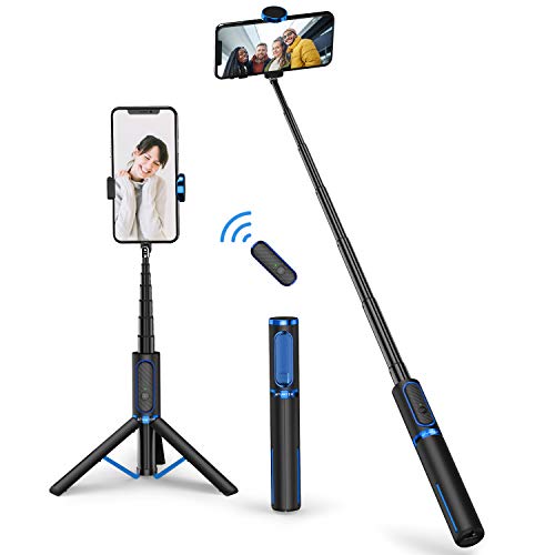 ATUMTEK Bluetooth Selfie Stick Tripod, Mini Extendable 3 in 1 Aluminum Selfie Stick with Wireless Remote and Tripod Stand 360° Rotation for iPhone 12/11 Pro/XS Max/XS/XR/X/8/7, Samsung and Smartphone