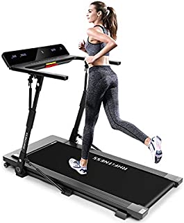 Foldable Treadmill Folding Treadmills for Small Spaces Portable Under Desk Small Manual Treadmills for Home 300 Lbs Weight Capacity Installation Free with Bluetooth Speaker Led Display