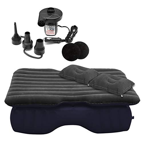 Zone Tech Inflatable Car Travel Air Mattress Back Seat  Pump Kit Premium Quality- Vacation Camping-Sleep Blow Up Pad Car Bed Back Seat Inflatable Air Mattress with 2 Air Pillows Car SUV Universal Fit