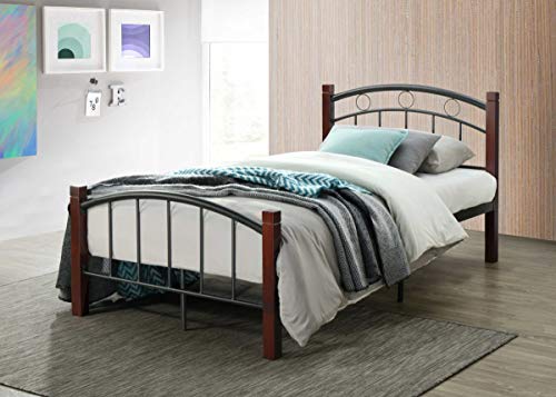 Hodedah Complete Metal Twin Bed, Mahogany