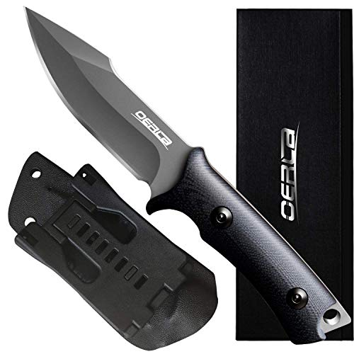 Oerla TAC OLF-1009 Fixed Blade Outdoor Duty Knife 420HC Stainless Steel Field Knife Camping Knife with G10 Handle Waist Clip EDC Kydex Sheath (Black)