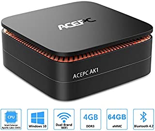 ACEPC AK1 Mini PC, Windows 10 (64-bit) Intel Celeron Apollo Lake J3455 Processor(up to 2.3GHz) Desktop Computer,4GB DDR3/64GB eMMC,2.4G+5G Dual WiFi,Gigabit Ethernet,BT 4.2,4K