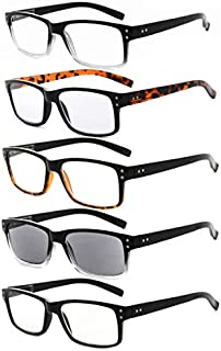 Eyekepper Mens Vintage Reading Glasses-5 Pack Include Reading Sunglasses for Men Outdoor Reading,+0.75 Reader Eyeglasses Women