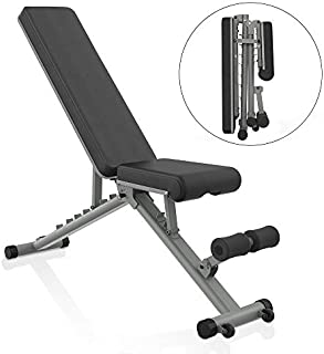 BARWING Adjustable Weight Bench- Folding Full Body Workout Bench with Dragon Flag, 8+4+2 Positions Multi-Purpose Incline/Flat/Decline Bench for Home Gym Strength Training (Gray)