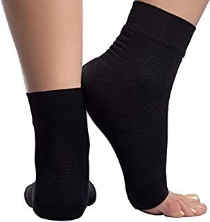 Ankle Compression Sleeve - 20-30mmhg Open Toe ompression Socks for Swelling, Plantar Fasciitis, Sprain, Neuropathy - Nano Brace for Women and Men