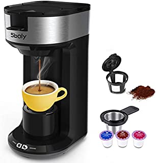 Updated Ground Coffee and Pod Coffee Maker Single Cup with Fast Brew Technology, Small Coffee Maker for K Cup, Single Serve Coffee Machine with Auto Shut-off And Self Cleaning