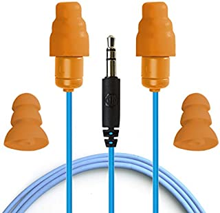 Plugfones Guardian In-Ear Earplug Earbud Hybrid - Noise Reduction In-Ear Headphones (Blue & Orange)