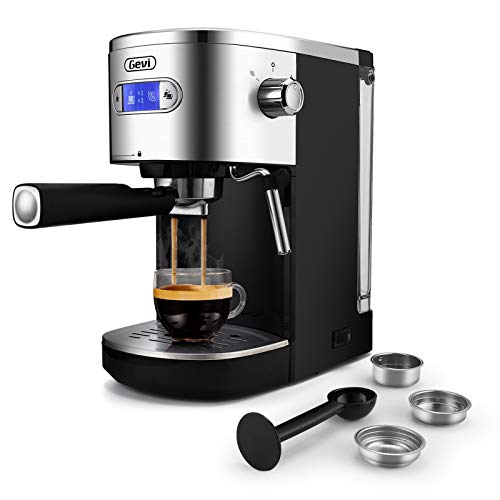 Espresso Machines 20 Bar Fast Heating Cappuccino Machine with Milk Frother for Espresso, Latte and Mocha, for Home Barista, 1.2 L Water Tank, Double Temperature Control System, Black, 1350W