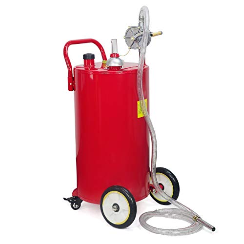 STKUSA Stark 35-Gallon Portable Fuel Transfer Gas Can Caddy Storage Tank Crank Pump 35 Gal-Capacity Pump w/Wheel