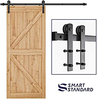 SMARTSTANDARD 6.6ft Heavy Duty Sturdy Sliding Barn Door Hardware Kit -Smoothly and Quietly -Easy to install -Includes Step-By-Step Installation Instruction Fit 36