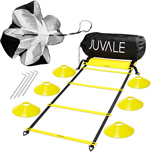 Juvale Speed and Agility Ladder Training Set with 6 Cones and Resistance Parachute