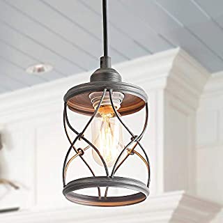 LALUZ Industrial Mini Pendant Lighting for Farmhouse Kitchen Island Foyer Hanging Fixture, 4.75 Inches, Silver Brushed