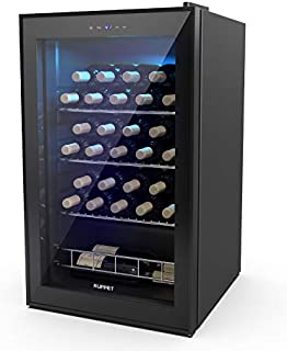 KUPPET 35 Bottles Compressor Freestanding Wine Cooler/Chiller-Red/White Wine, Beer and Champagne Wine Cellar-Digital Temperature Display-Double-layer Glass Door-Quiet Operation