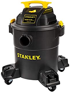 Stanley 6 Gallon Wet Dry Vacuum , 4 Peak HP Poly 3 in 1 Shop Vac Blower with Powerful Suction, Multifunctional Shop Vacuum W/ 4 Horsepower Motor for Job Site,Garage,Basement,Van,Workshop,Vehicle