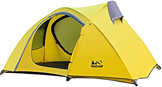 Hiking 2-3 P Tent Waterproof Double Layer 2 Person 3 Season Backpacking Tent Aluminum Rod for Outdoor Family Camping Hunting Fishing Hiking Travel (Yellow)