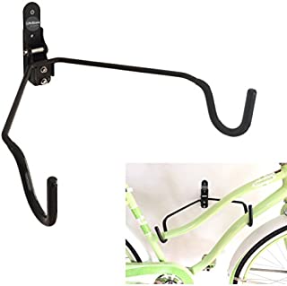 LifeStore Adjustable Bike Rack Wall Mount,100% Solid Steel Bicycle Storage Stand Hanger for Indoor, Garage, Soft Rubber-Coated Hooks, Mounting Screws Included, Heavy Duty Wall Mount Bike Stand (Black)