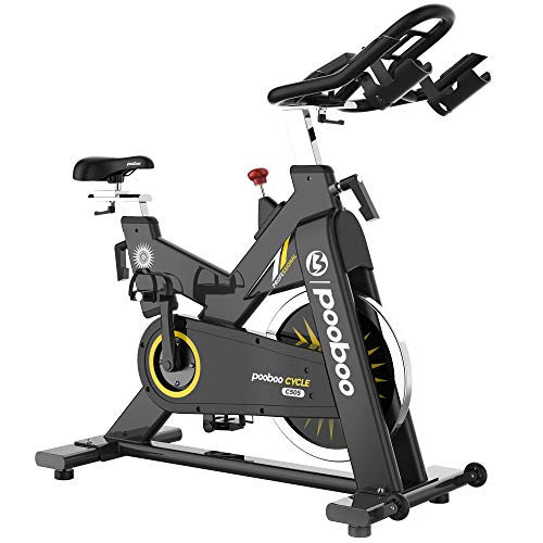 pooboo Commercial Exercise Bikes 44lbs Flywheel Belt Drive Indoor Cycling Bike Gym Stationary Bike with LCD Monitor Home Cardio Workout Bike Training