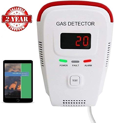 Propane / Natural Gas Detector, Home Gas Alarm; Leak Tester, Sensor; Monitor Combustible Gas Level: Methane, Butane, LPG, LNG; Voice / Light Warning & LED Display, Prevent Fire Explosions; eBook