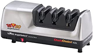 Chef'sChoice Hone Electric Knife Sharpener for 15 and 20-degree Knives 100% Diamond Abrasive Stropping Precision Guides for Straight and Serrated Edges, 3-Stage, Gray