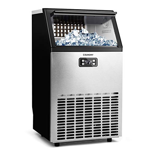 Euhomy Commercial Ice Maker Machine, 100lbs/24H Stainless Steel under counter ice machine with 33lbs Ice Storage Capacity, Freestanding Ice Maker Machine Ideal For Home/Kitchen/Office/Restaurant/Bar/Coffee Shop.