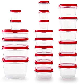 Rubbermaid - 2063704 Rubbermaid Easy Find Vented Lids Food Storage Containers, Set of 21 (42 Pieces Total), Racer Red