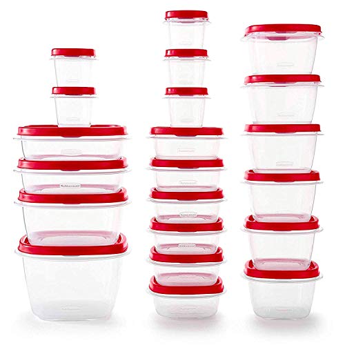 Rubbermaid Easy Find Vented Lids Food Storage Containers, Set of 21 (42 Pieces Total), Racer Red