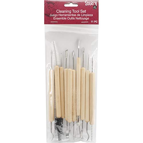 Darice 11-Piece Clay Tools Set from Studio 71  Metal Tipped Clay Sculpting Tools with Wood Handles, Ideal for Cleaning and Creating Decorative Effects on Clay Surfaces