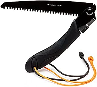 Folding Hand Saw with Ergonomic TPR Handle and 8-Inch Blade by The Friendly Swede for Gardening, Survival, Bushcraft, Camping (Black)