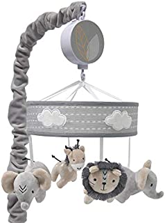 Lambs & Ivy Jungle Safari Musical Baby Crib Mobile - Gray, Beige, White, Animals